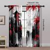 2pcs   Window Curtain 2D print Japanese Mountain Ink Painting 100% Polyester (without rod) Art Deco Festive for Living Room &