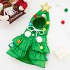 Christmas Pet Outfit Red/Green Pet Cloak with Star And Pom Poms Puppy