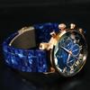 Salvatore Marra Men's Blue Watch with Faceted Glass, Chronograph, and Acetate Strap, SM19104A-PGBL