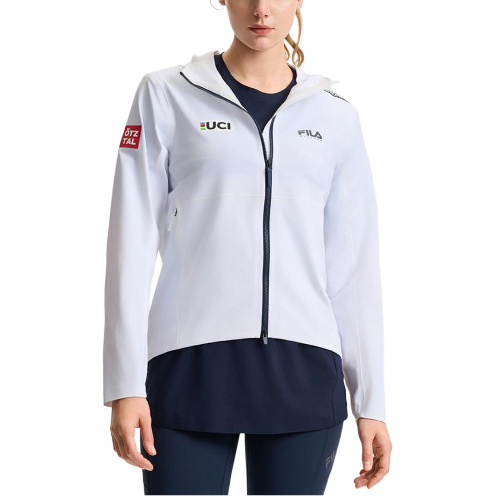 Fila Cycling Logo Durable Sports Woven Hooded Long Sleeve Jacket Women Jackets Jade-White A11W528701F-WT