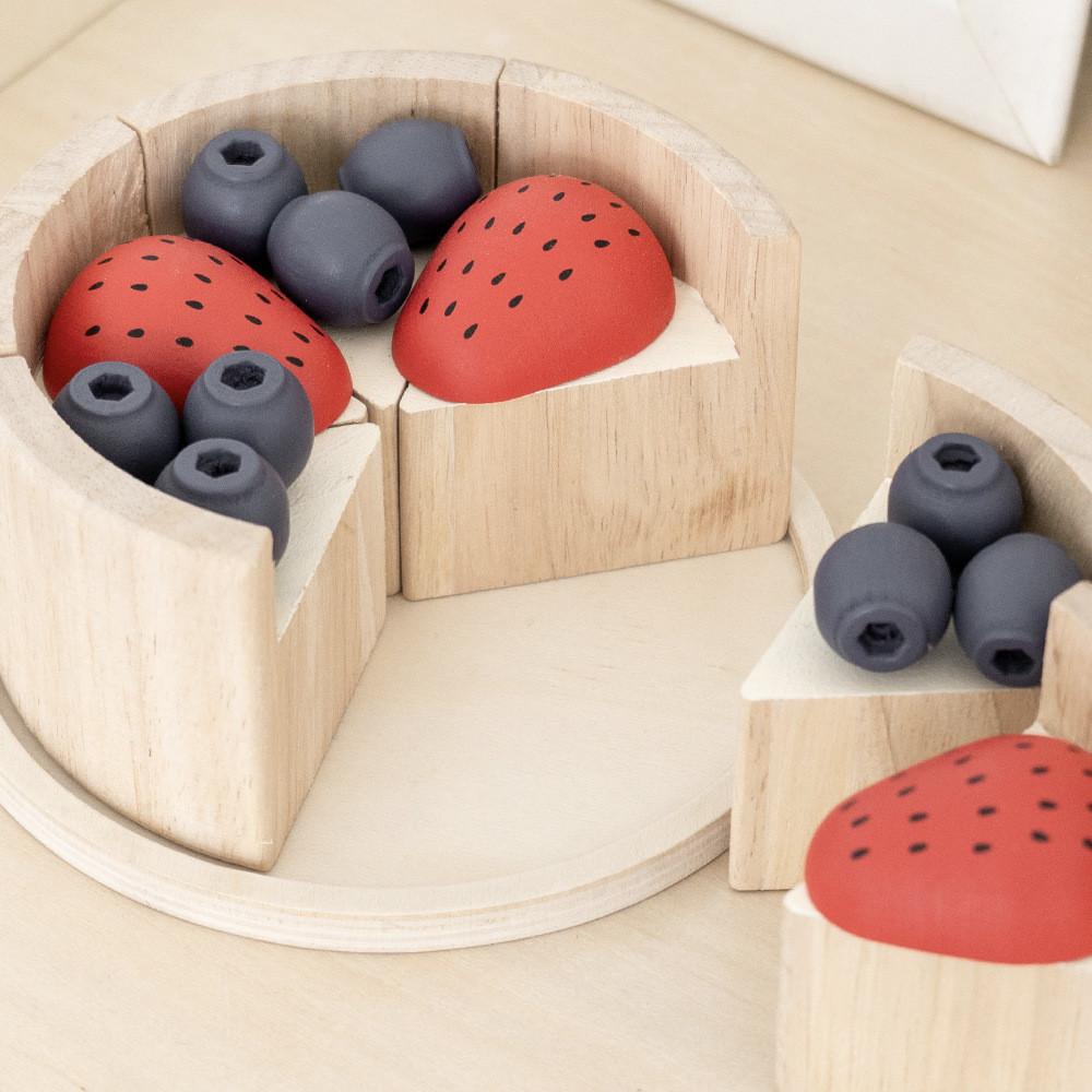 Simulation Wooden Blueberry Strawberry Cake Model Children Toy Set For Role Play