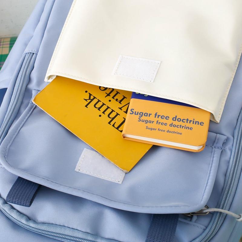 Four-Piece Backpack Set Student Schoolbag Stitching Contrast Color Campus Backpack Large Capacity Backpack for Primary and Secondary School Students