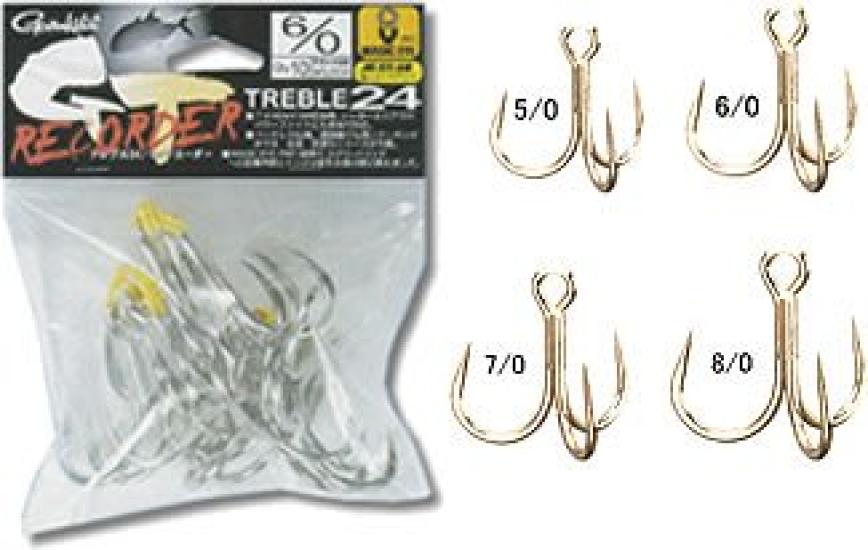 

Gamakatsu Triple Hook Treble 24 GT Recorder 70 Silver