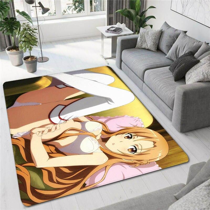 Sexy Asuna Cartoon Adult Carpet Living Room Bedroom Beautiful Large Carpet Balcony Bathroom Anti-slip Door Mat Birthday Gift