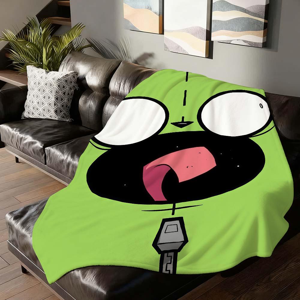 Adventure Cartoon Invader Zim Blanket For Sofa Office Bed Plane Travel Sleep Read Relax Camping Soft And Warm