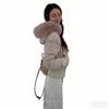 Womens Short Hooded Down Jacket Faux Fox Fur Trim Slim Fit Winter 2026 Warm Coat