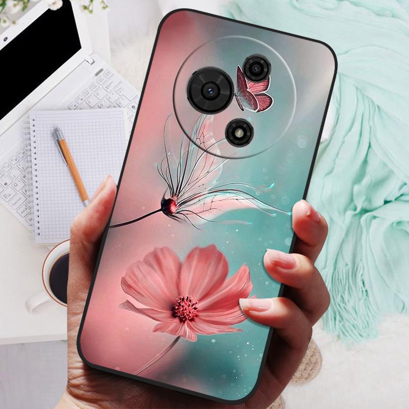 For TCL 605 Case Flower Geometric Painted Bumper Coque Soft Silicone Cover Fundas For TCL 60 SE 4G Cases 60SE TCL605 Shells