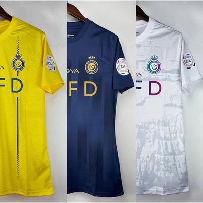 Al Nassr FC 2023-2024 Tricou de Casă și de Deplasare pentru Fani Bumbac Tricou de Fotbal Bărbați Femei S-XXL