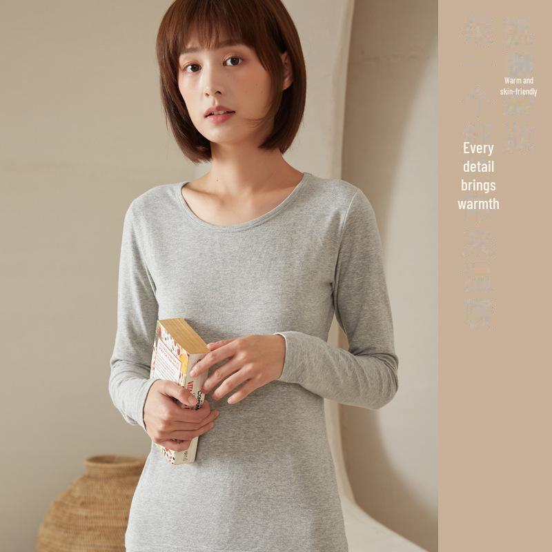 Dámský top s dlouhým rukávem z čisté bavlny v jednobarevném provedení