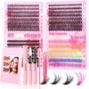 Colour Lash Clusters Set False Eyelashes Extensions Kit Bond And Seal Colorful Simulation Grafted Eyelashes Makeup Supplies
