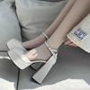 Light super small brock shoes bridesmaid mouth thick 12cm heel high heels show high wedding shoes summer 