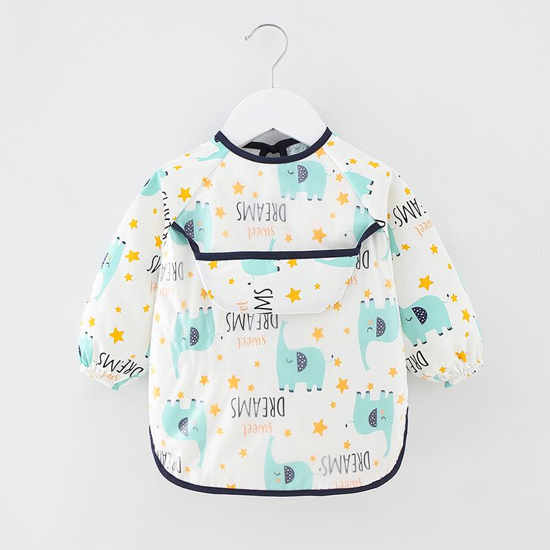 Children's Long Sleeve Waterproof Cotton Bib for Babies - Stain-Resistant, Back-Fastening for Boys & Girls