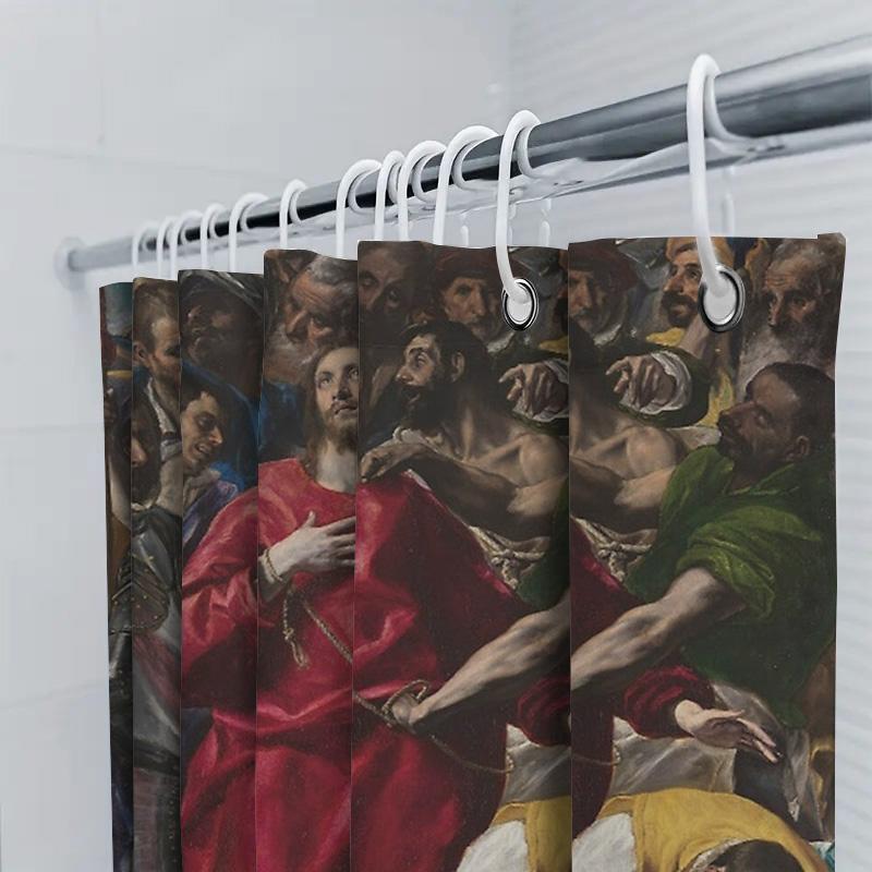 Vintage Religious Tapestry Shower Curtain Biblical Jesus Christian Art Bathroom Decor Renaissance Wall Hanging Home Textile