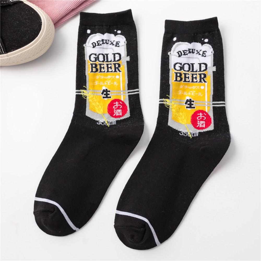 INS Girls' Japanese Cartoon Fruit Coffee Tomato Strawberry Milk Cold Beer Crew Harajuku Hipster Skateboard Mid Tube Socks