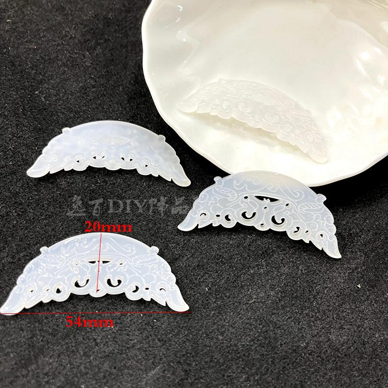 Qin Han Style Phoenix Pattern Imitation Jade Pendant - High Quality Hollow Plastic Material for DIY Headdress