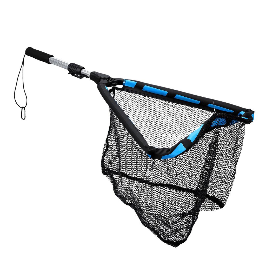 Fishing Landing Net Triangular Folding Telescopic Aluminum Handle and EVA Foam Floating Frame With Hook Remover Fish Fishing Tackle