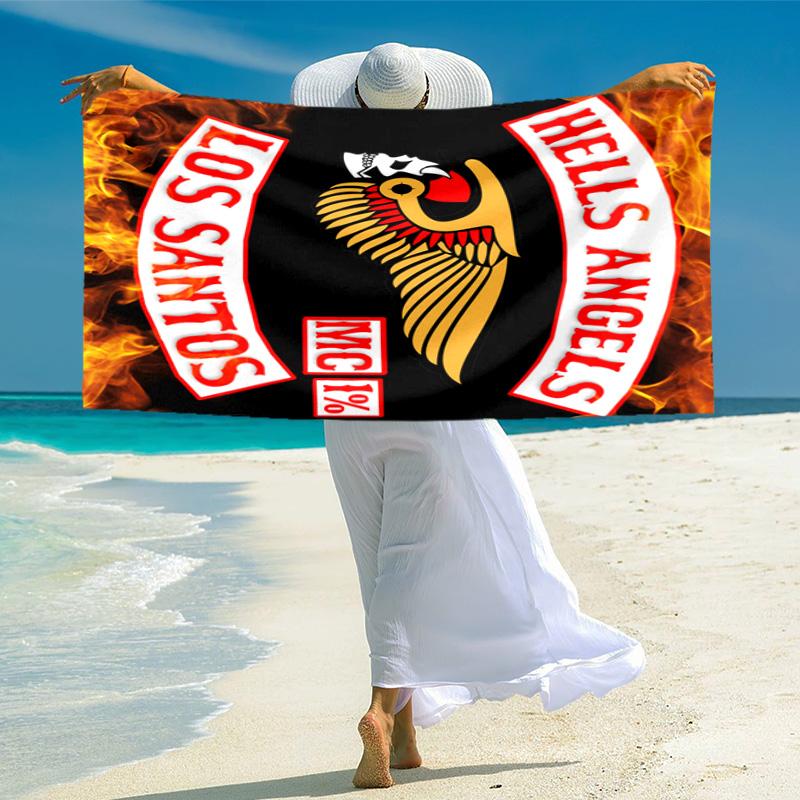 Gang Motorcycle enthusiasts Hells Angels Motorcycle Club beach towel outdoor camping vacation swimming beach towel outdoor absorbent bath towel Y8