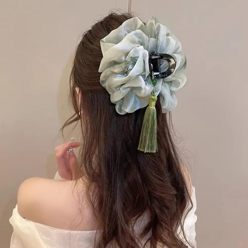 Cloud Tassel Bubble Mesh Hair Claw Chinese Style Back of The Head Clip  Hairpin Accessories