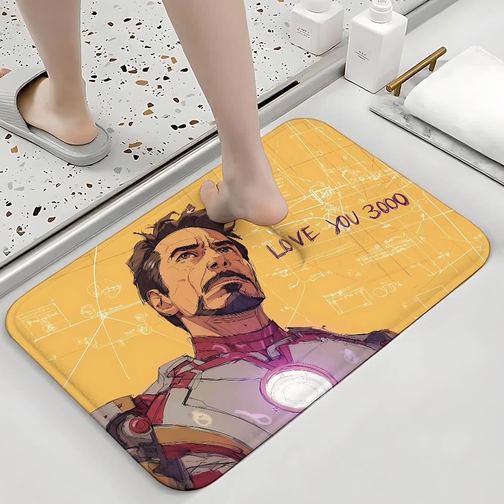 Cool I-Iron Man Classic Carpet Bathroom Anti-slip Mat Door Mat Home Decoration Mat Entrance Door Mat Scratch-resistant Door Mat