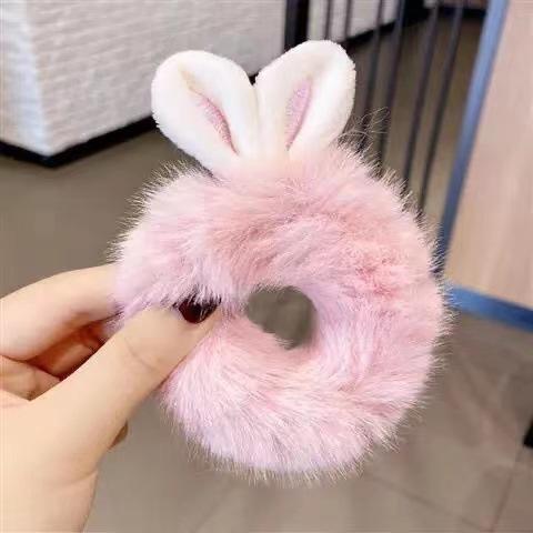 Women Hair Accessories Fluffy Scrunchie Elastic Ponytail Colorful Pom Pom Hair Ties Faux Fur Hair Scrunchies