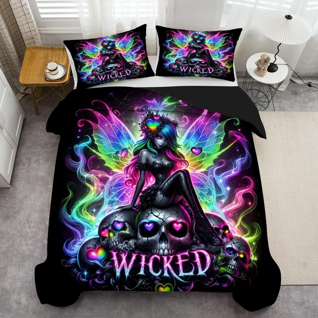 Fantasy Butterfly Elves Skull 3D Printed Quilt Cover Elegant Cool Style Duvet Cover Set Soft Comfortable Bedding Set Pillowcases