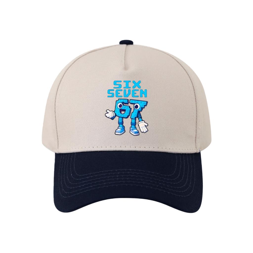 Retro Color Blocked Baseball Cap,Unisex 67 Six Seven   Breathable and Versatile Sun Shading Duckbill Cap