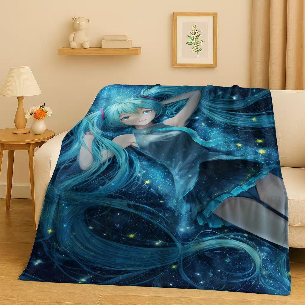 Manta de Franela Kawaii 3D de M MIKU, Dibujo Animado Musical para Niña, Manta de Felpa Ultra Suave y Cálida para Hogar, Dormitorio, Cama, Sofá, Regalo para Niños