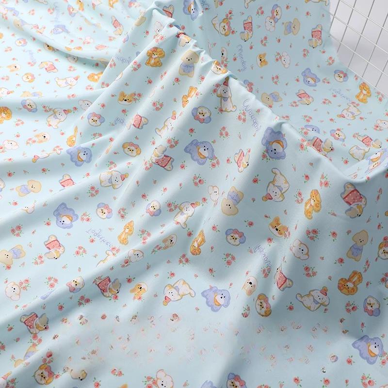 Wide 143cm Summer Cotton Fabric for DIY Sewing Children's Pajamas Clothes Cheongsam Super Soft Floral Cartoon Fabric