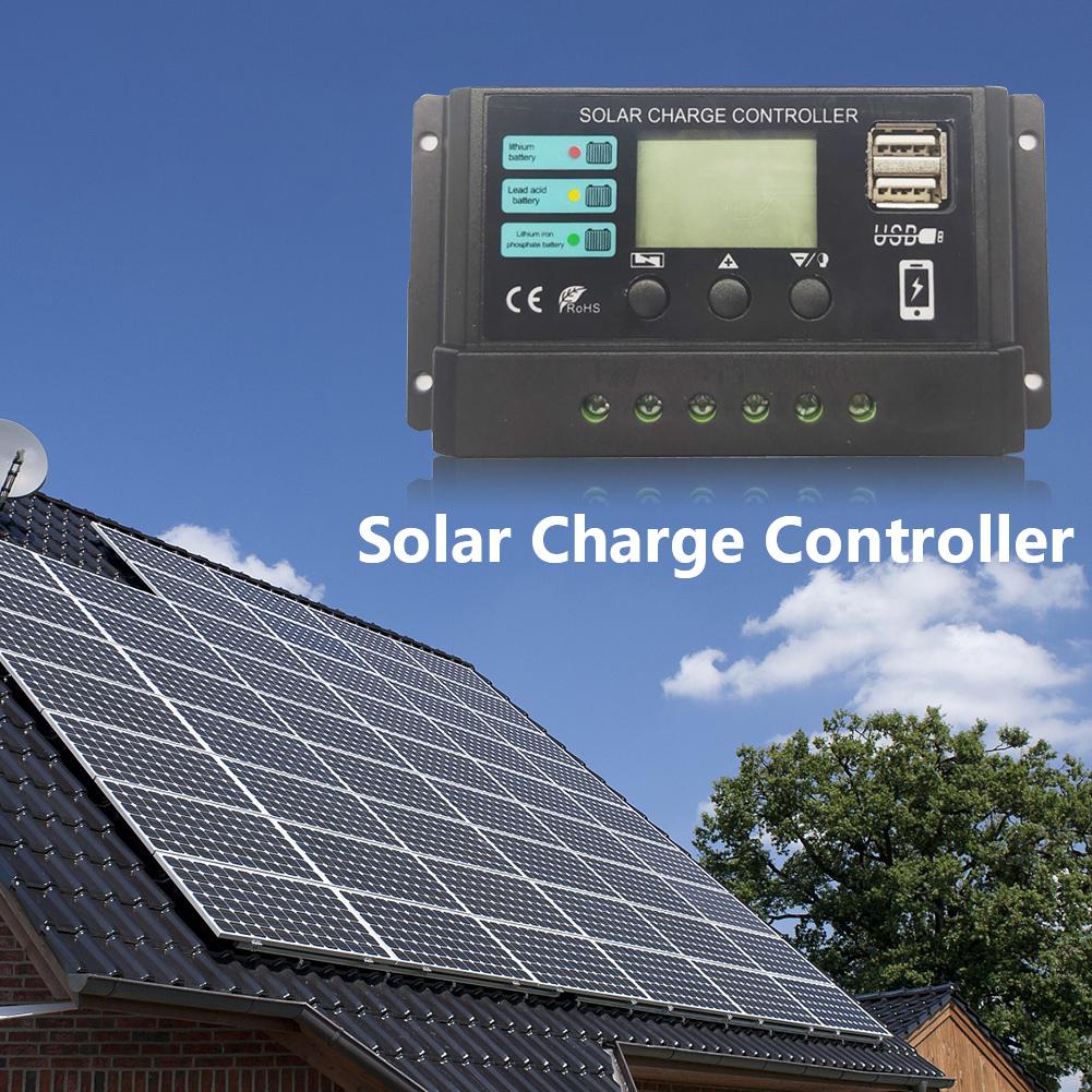 10A 20A 30A Solar Charge Controller 12V 24V Solar Panel PV Controller for Lifepo4 Lithium GEL Lead Acid Battery 24h Shipping