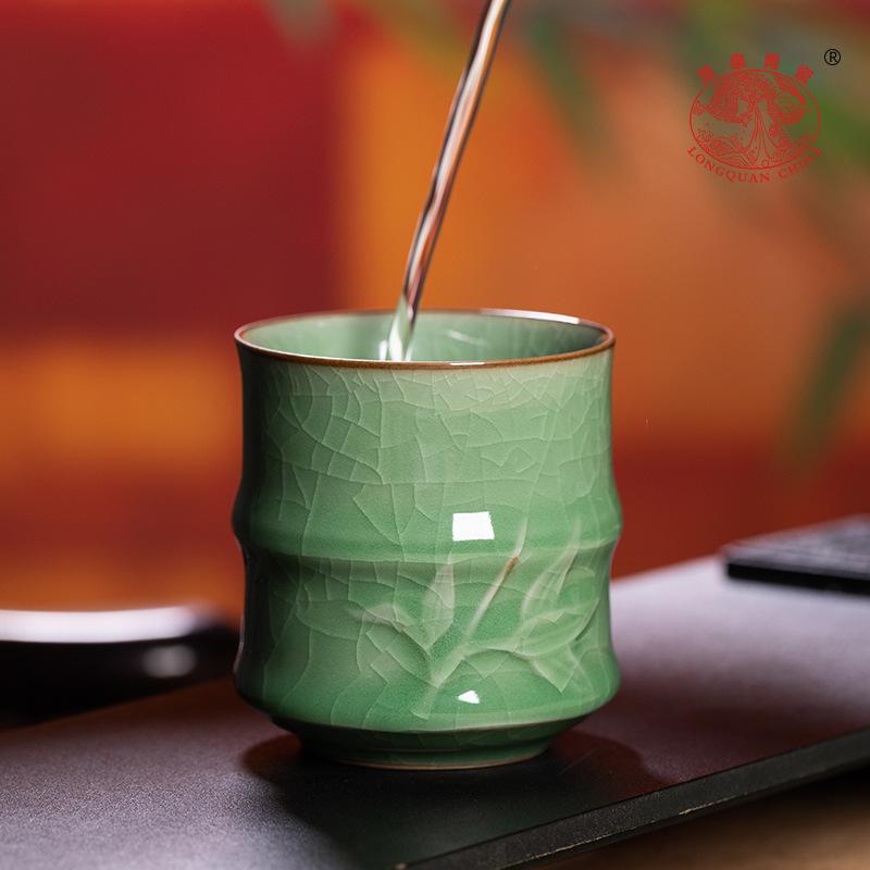 Longquan Celadon Tea Cup Set Chinese Ceramic Cups for Home Guest Personal Use with Logo Wholesale