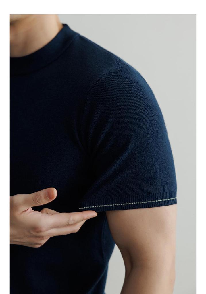 Men's Wool Mulberry Silk Knit Short Sleeve T-shirt - 2026 Spring Fashion