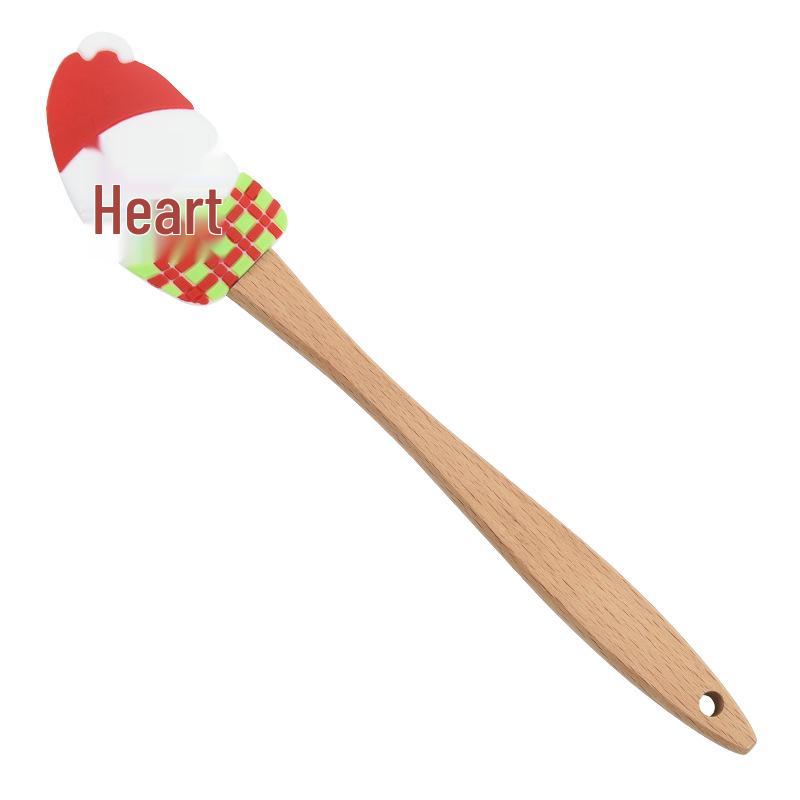 Beech Wood Silicone Christmas Cake Spatula & Scraper for Baking