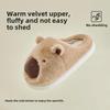 Chaussons en coton pelucheux Capibara pour femme – Chaussures d'intérieur antidérapantes et chaudes pour l'automne/hiver