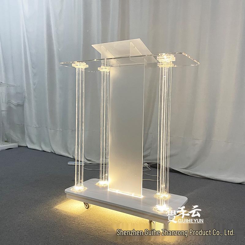European Style Crystal Acrylic Lectern with Light - Scripture Reading and Speaking Stand 60x45x110 белый