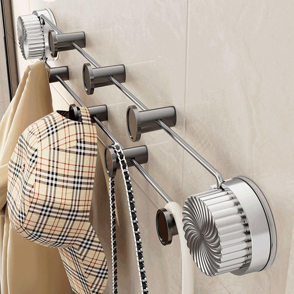 No Punching Suction Cup Row Hook With 7 Hook Stainless Steel Storage Rack  Towel Rack