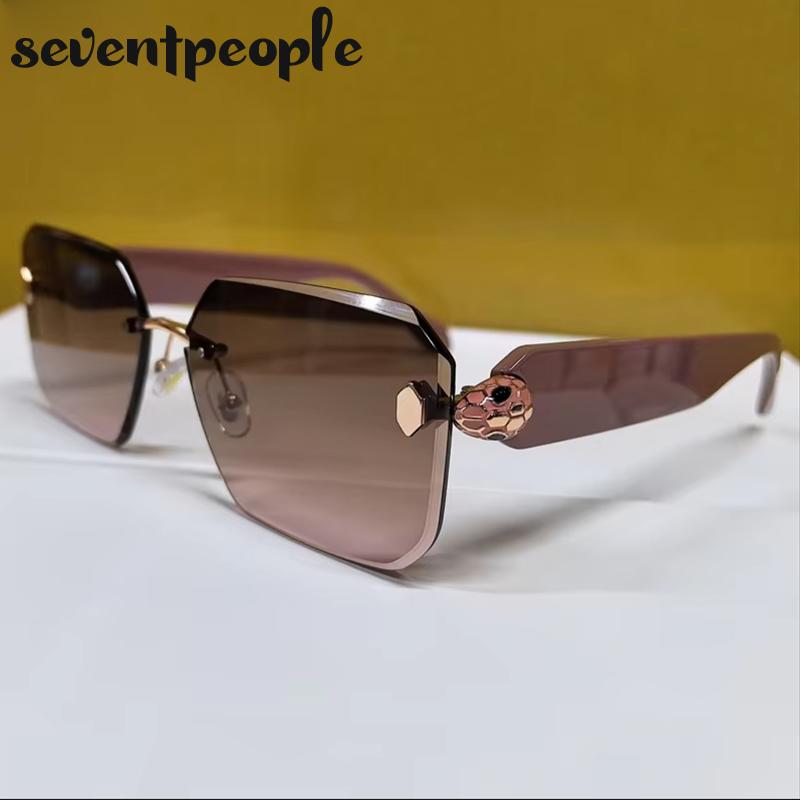 Oversized Rimless Square Sunglasses Women  Luxury Brand Trendy Punk Frameless Sun Glasses For Ladies Vintage Outdoor Shades