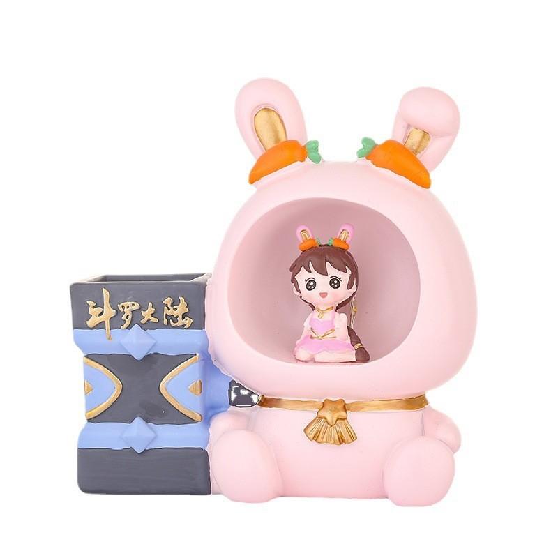 Modern Minimalist Cartoon Doll Pen Holder Star Light Resin Home Decor Bedroom Night Lamp Student Stationery Organizer