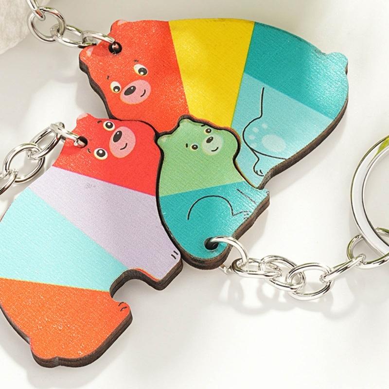 3 Pieces Matching Keychains Puzzle Keychain Set Stylish Keyrings Set Lovely Gift for Girlfriend Boyfriend Animal Lovers