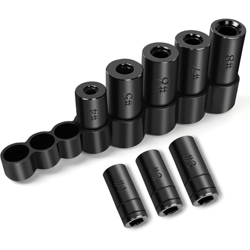 

SHGO-Tap For Socket Set, 70500 8-Piece 1/4 & 3/8 Drive Taps For Socket Wrench Set Use, 1/2 & 1/8 NPT Taps For Sockets Adapter