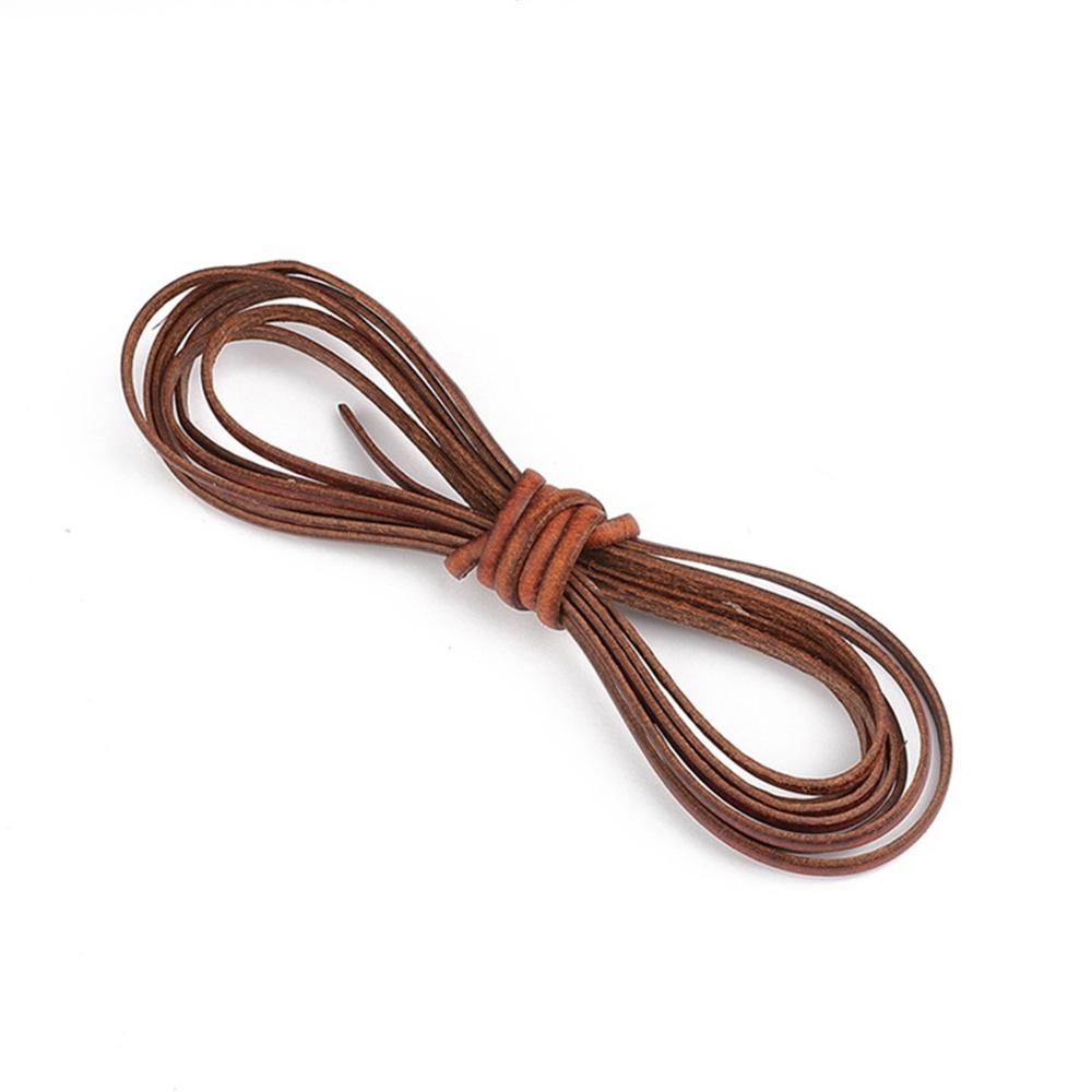 2m Vintage Cowhide Leather Cord Strip Round/Flat Rope String DIY Bracelet Necklace Braided Craft Jewelry Making Accessories