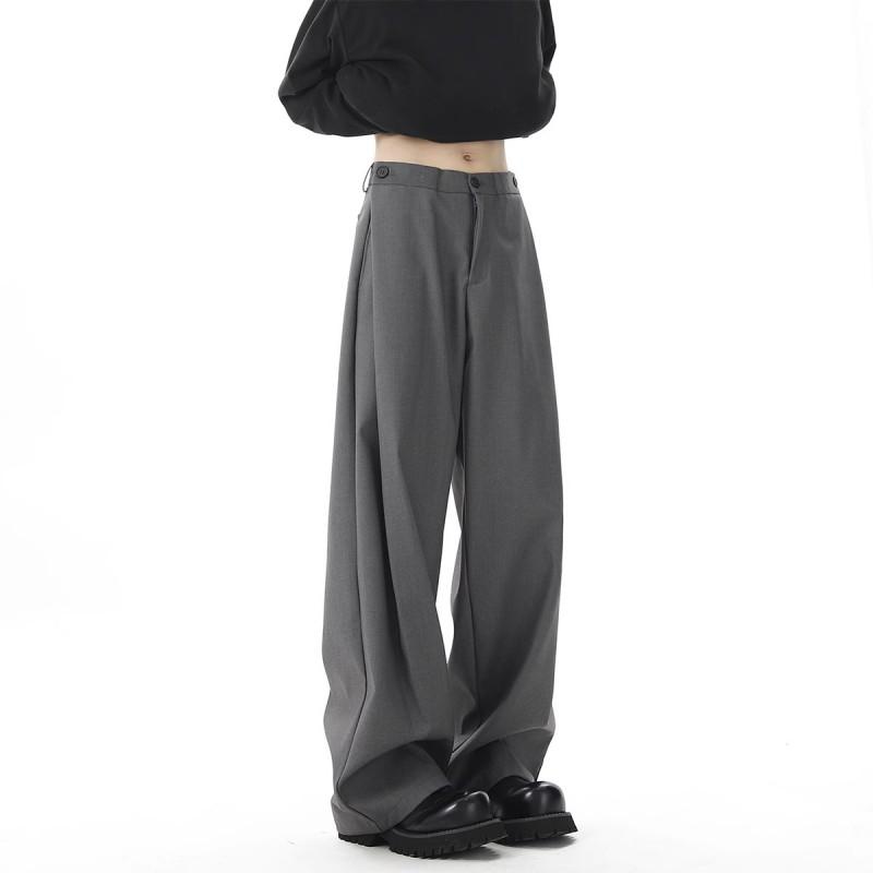 Mens Loose Straight Leg Pants Wide Casual Trousers Fall