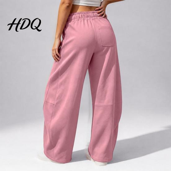 Wide Leg Fleece Lined Sweatpants for Women Baggy Lounge Pants Solid Color Casual with Pockets Comfortable Loose Fit Drawstring Bottoms Elastic Waist