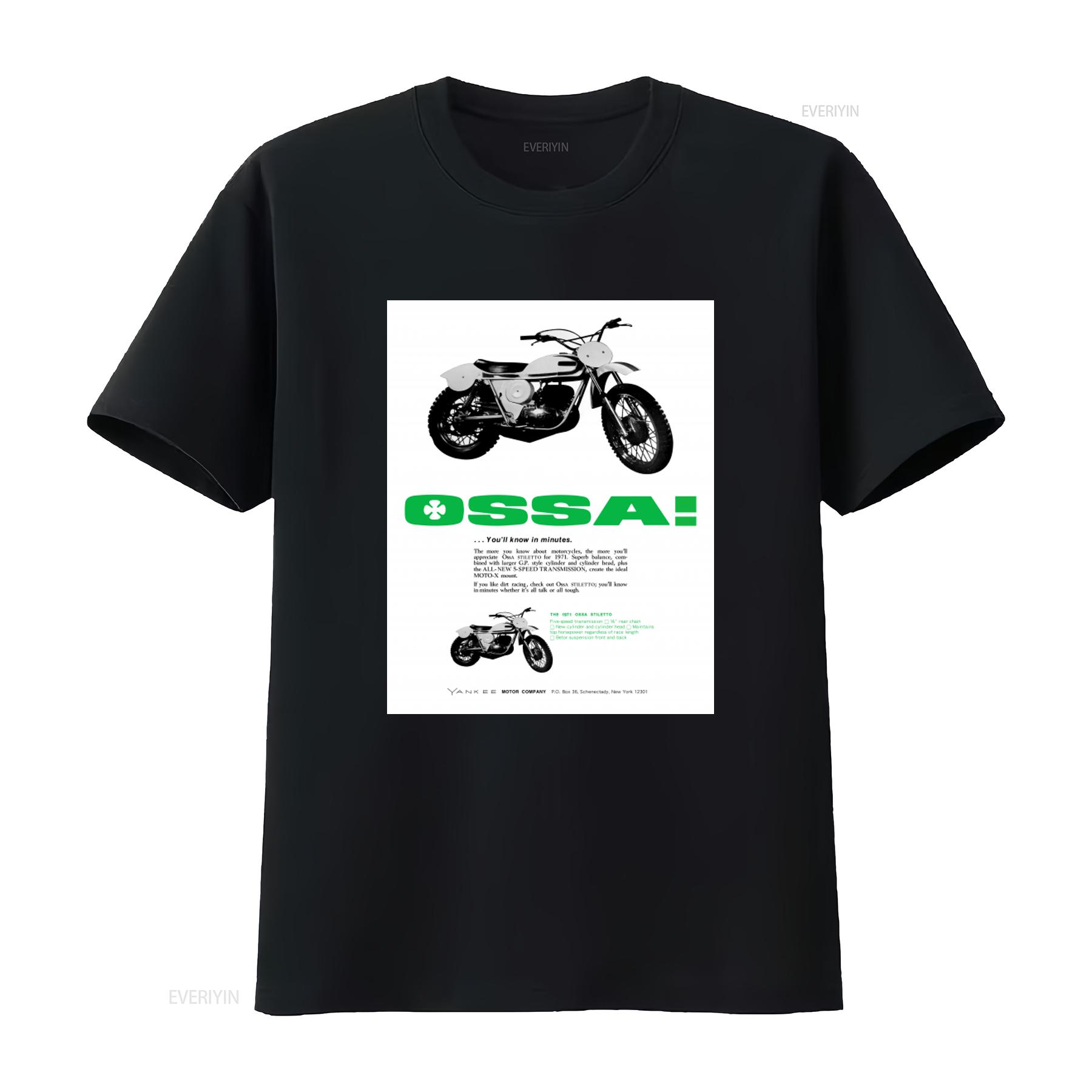 

Vintage 1971 OSSA Stiletto Motorcycle Brochure Image T Shirt vintage Washed Soft designer clothes streetwear Slightly fashion 4XL