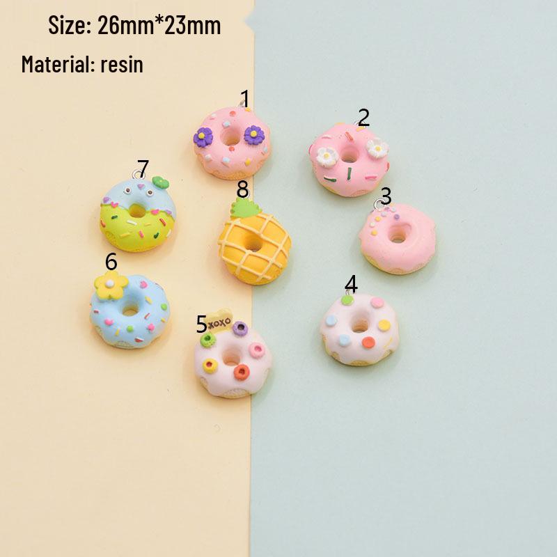 Pineapple Donut Resin Flower Keychain Charm - DIY Edible Ornament Toy Accessory