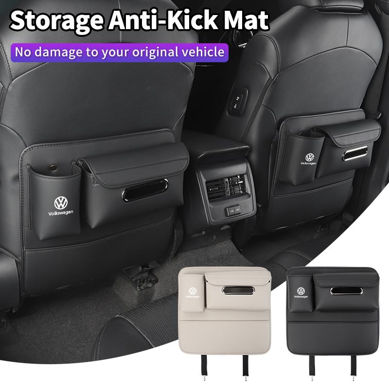 PU Leather Multifunctional Car Storage Bag Half-Cover Anti-Kick Mat Pad For VW Golf GTI Polo Tiguan Jetta Sharan Sportcoupe