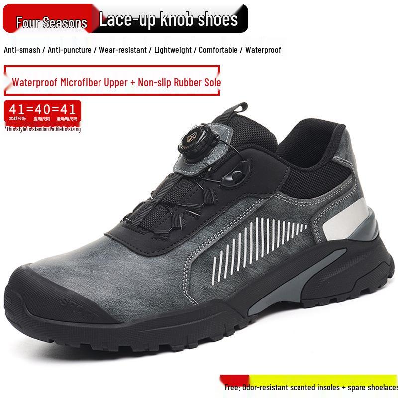 2026 Men s Lightweight Breathable No-Tie Safety Work Shoes: Anti-Smash & Anti-Puncture