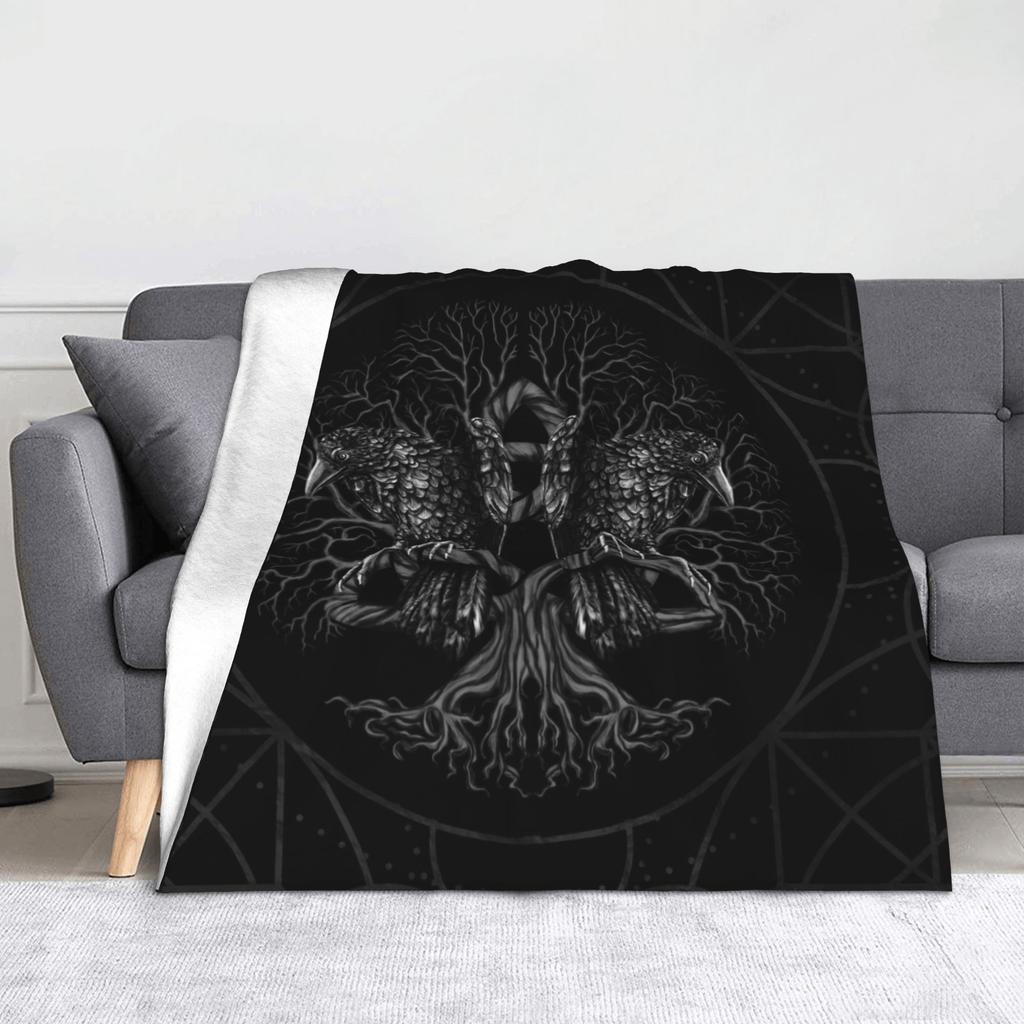 Tree of Life Yggdrasil Blanket Flannel Autumn Valhalla Viking Breathable Super Soft Throw Blankets for Bedding Office Bedspread