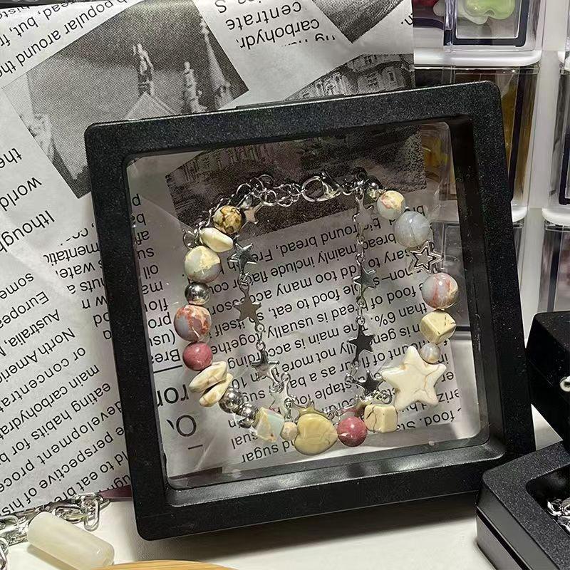 Pluto Bracelet Wandering Star~ Cream Double Star Bracelet Niche Design Girl Gravel Jewelry