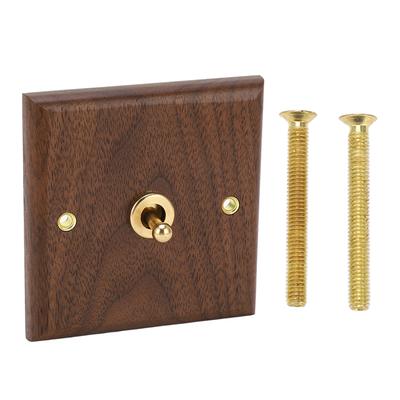 250V Einzel- oder Doppelwippschalter Retro Nussbaumholz Wandmontageplatte mit Messingschraube 50Hz
