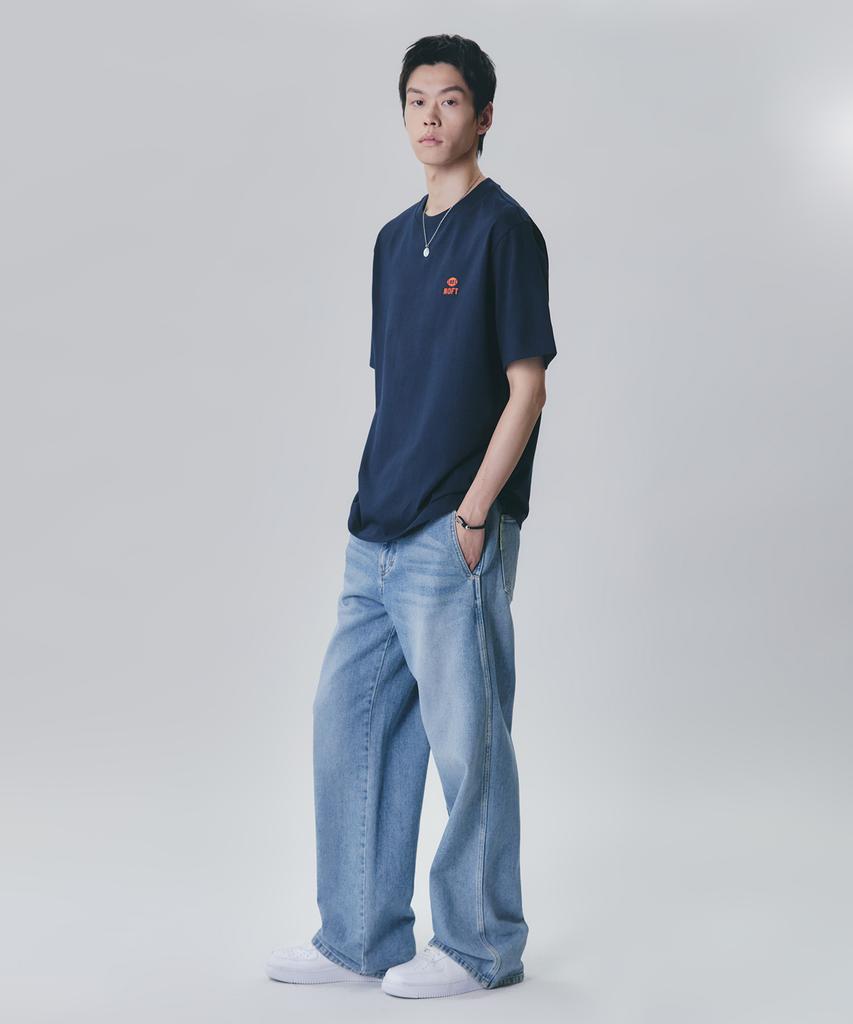 NOT ONLY FOR TODAY Noft Numberball Embroidered Short Sleeve T-Shirt [Navy]